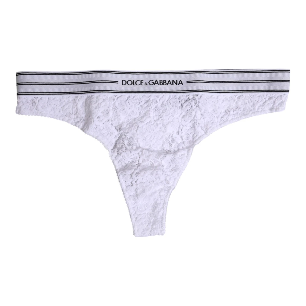 Dolce & Gabbana Women's White Floral Lace Bottom Panty - Underpants - Xl - Underwear