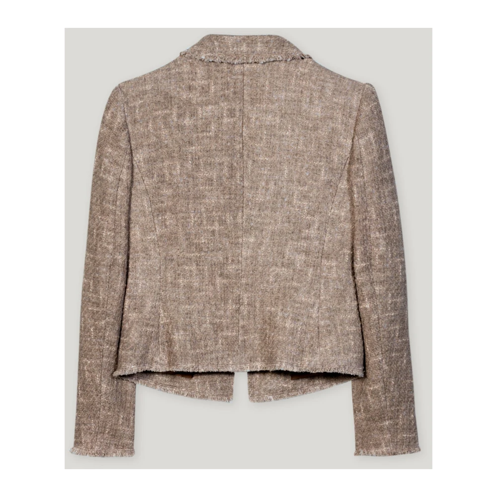 LUISA CERANO Tweed Blazer met Mal-Tinto Finish Brown Dames