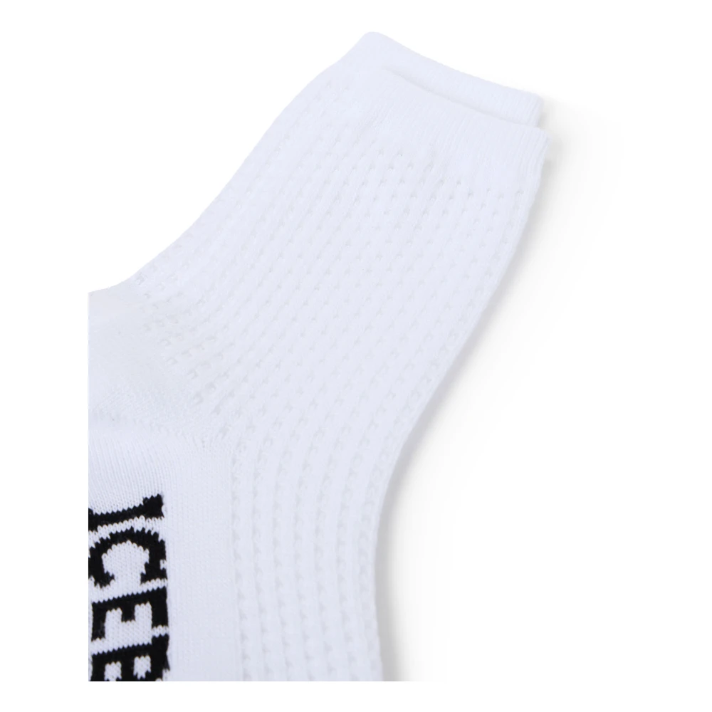 Iceberg Witte geperforeerde sokken met contrasterend jacquard-logo White Dames