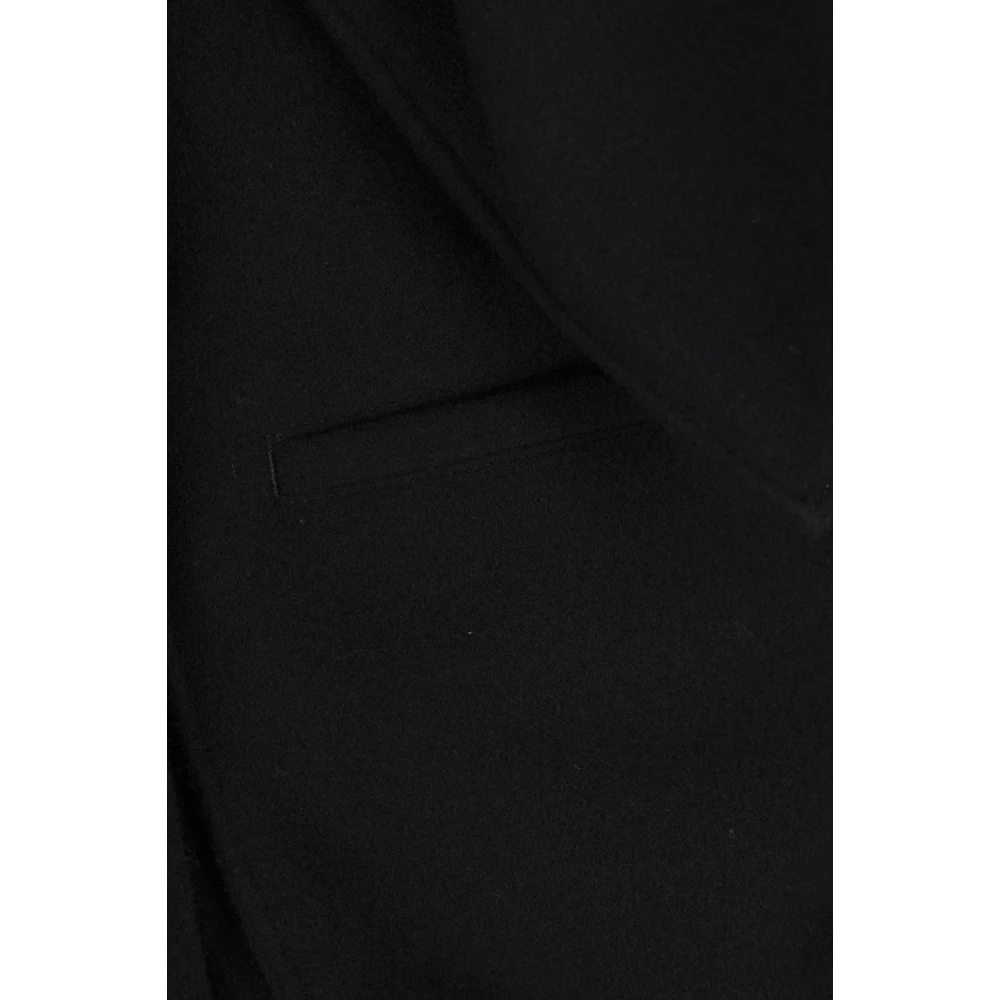 Yohji Yamamoto Zwarte wollen jas Asymmetrische stijl Black Dames