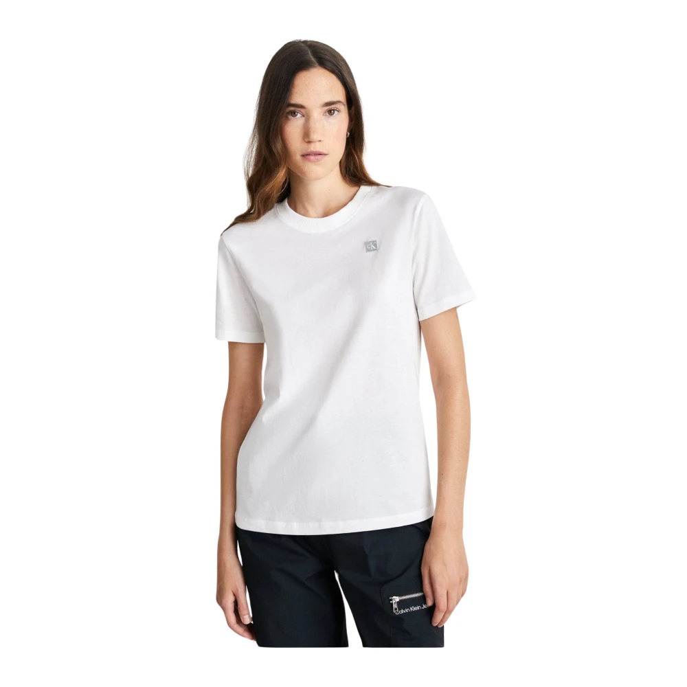 Calvin Klein Basis Katoenen T-Shirt Wit White Dames