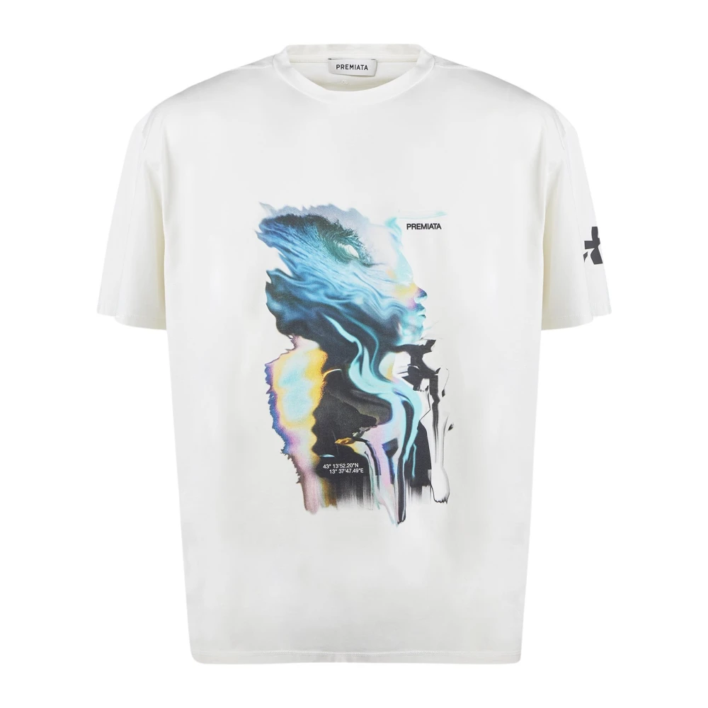Premiata White T-Shirts, Male, Xl, Cotton T-Shirt With Print