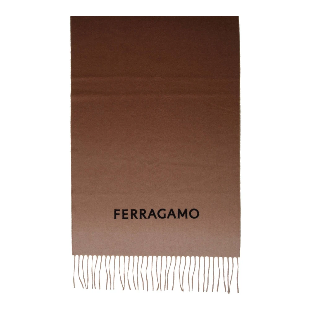 Salvatore Ferragamo Cashmere Halsduk med Färgövergång och Fransar Brown, Dam