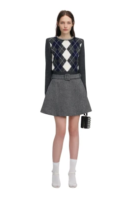 Argyle Crystal Trim Jumper