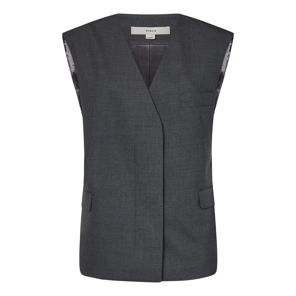 Remain Birger Christensen Ash Grey V-hals Wollen Jas Gray Dames
