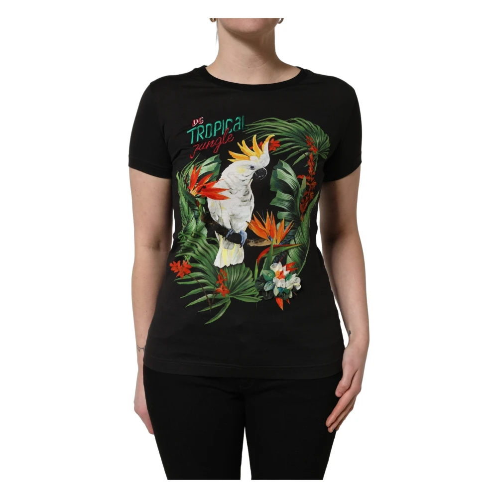 Dolce & Gabbana Multicolor Tropical Print Cotton Round Neck T-Shirt - Female - T-Shirts - S - Tops
