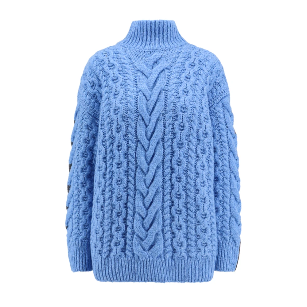 Stella Mccartney Blauwe Gebreide Coltrui Sweater Aw24 Blue Dames