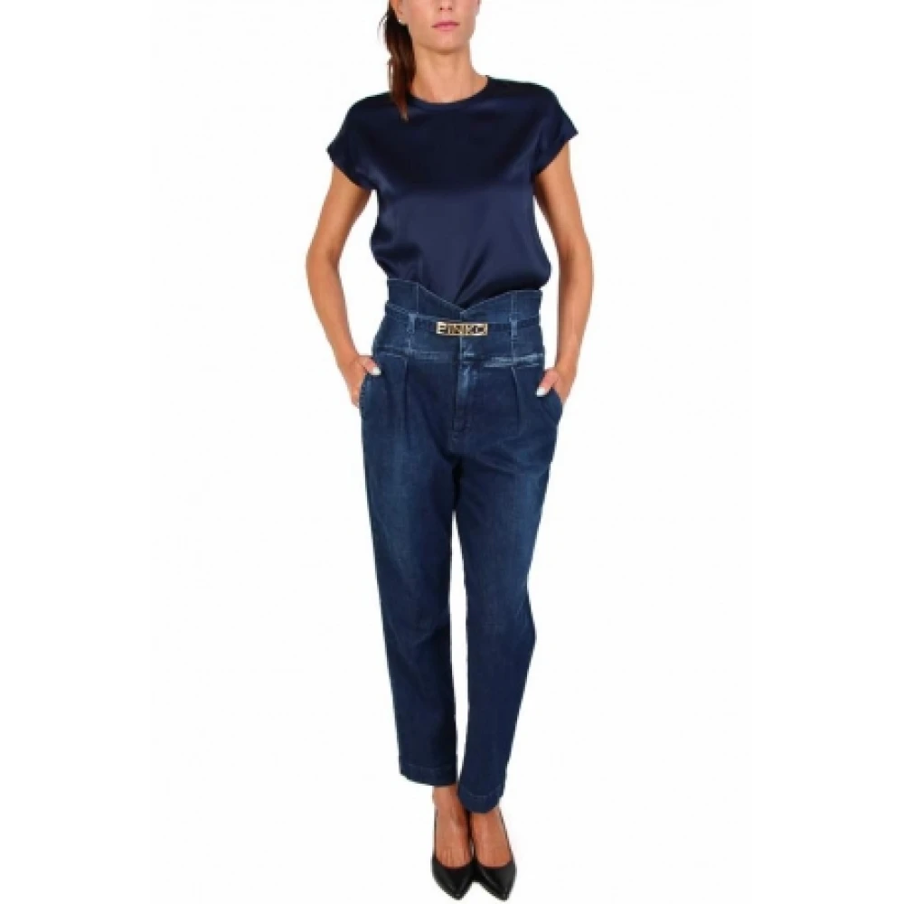 pinko Hoge Taille Bustier Jeans met Amerikaanse Zakken Blue Dames