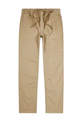 Khaki Avslappnade Elastiska Byxor