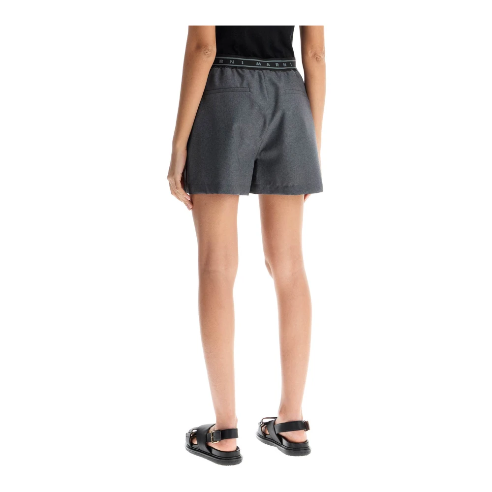 Marni Elastische Taille Geplooide Shorts Gray Dames