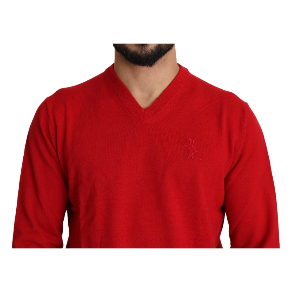 Billionaire Iconische Rode Wol Geborduurde Trui Red Heren