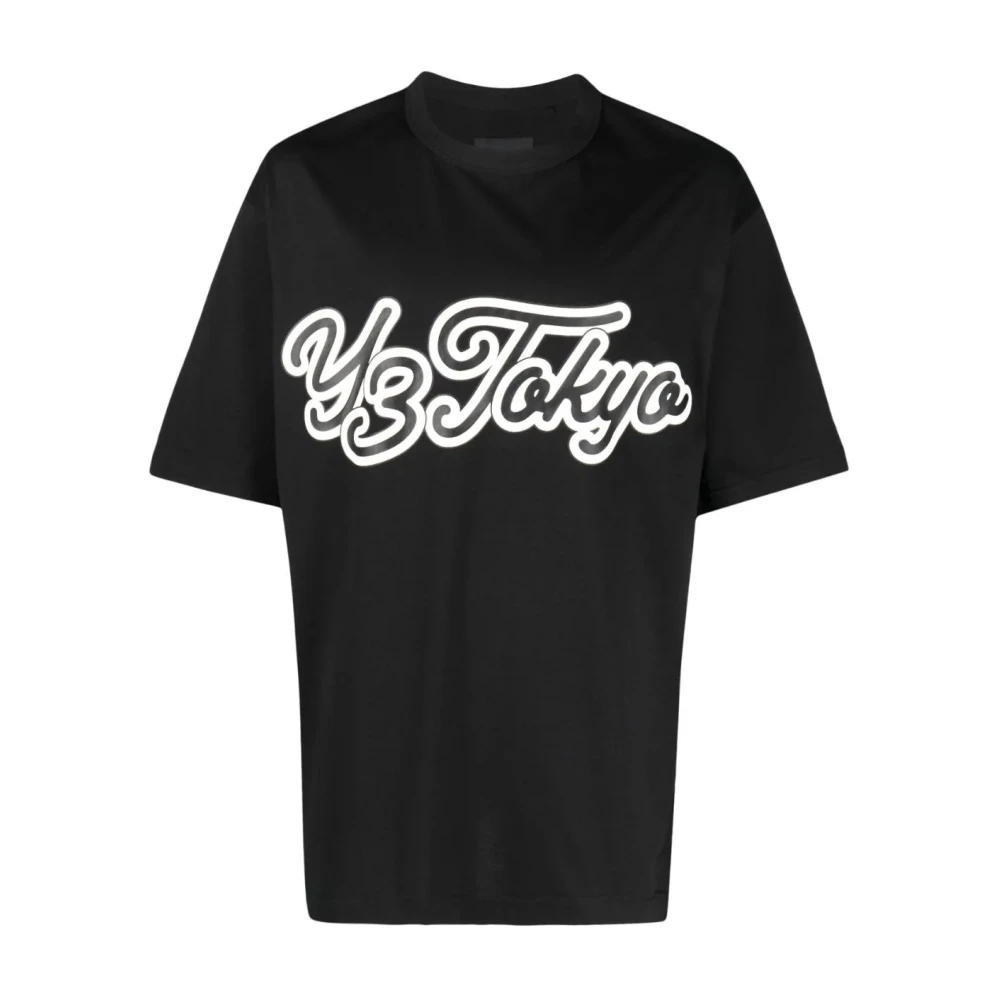 Y-3 Logo-Flocked Katoenen T-Shirt Black Heren