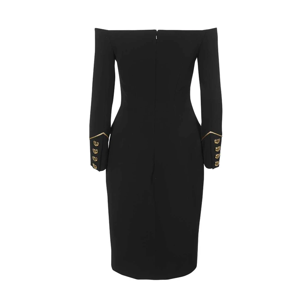 Moschino Blazerjurk met Gouden Afwerking Black Dames