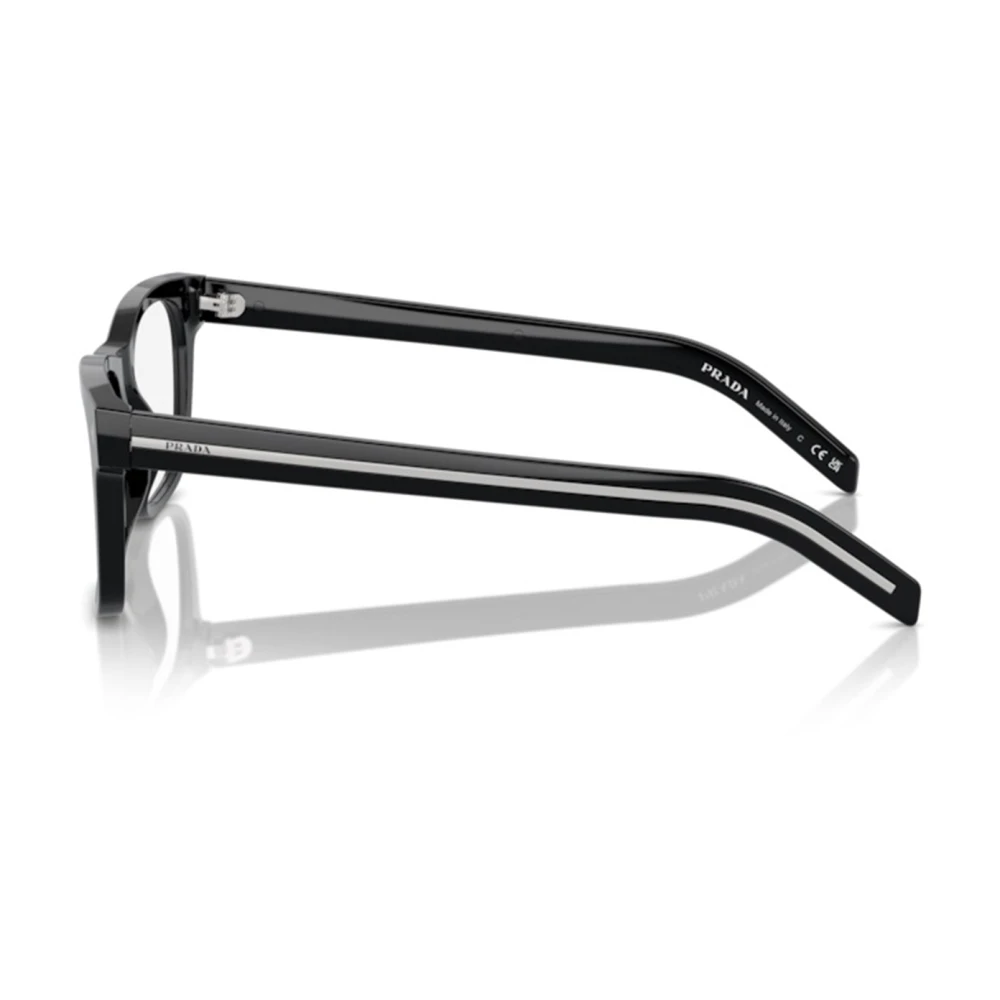 Prada Metalen Logo Bril met Kussen Vorm Black Heren