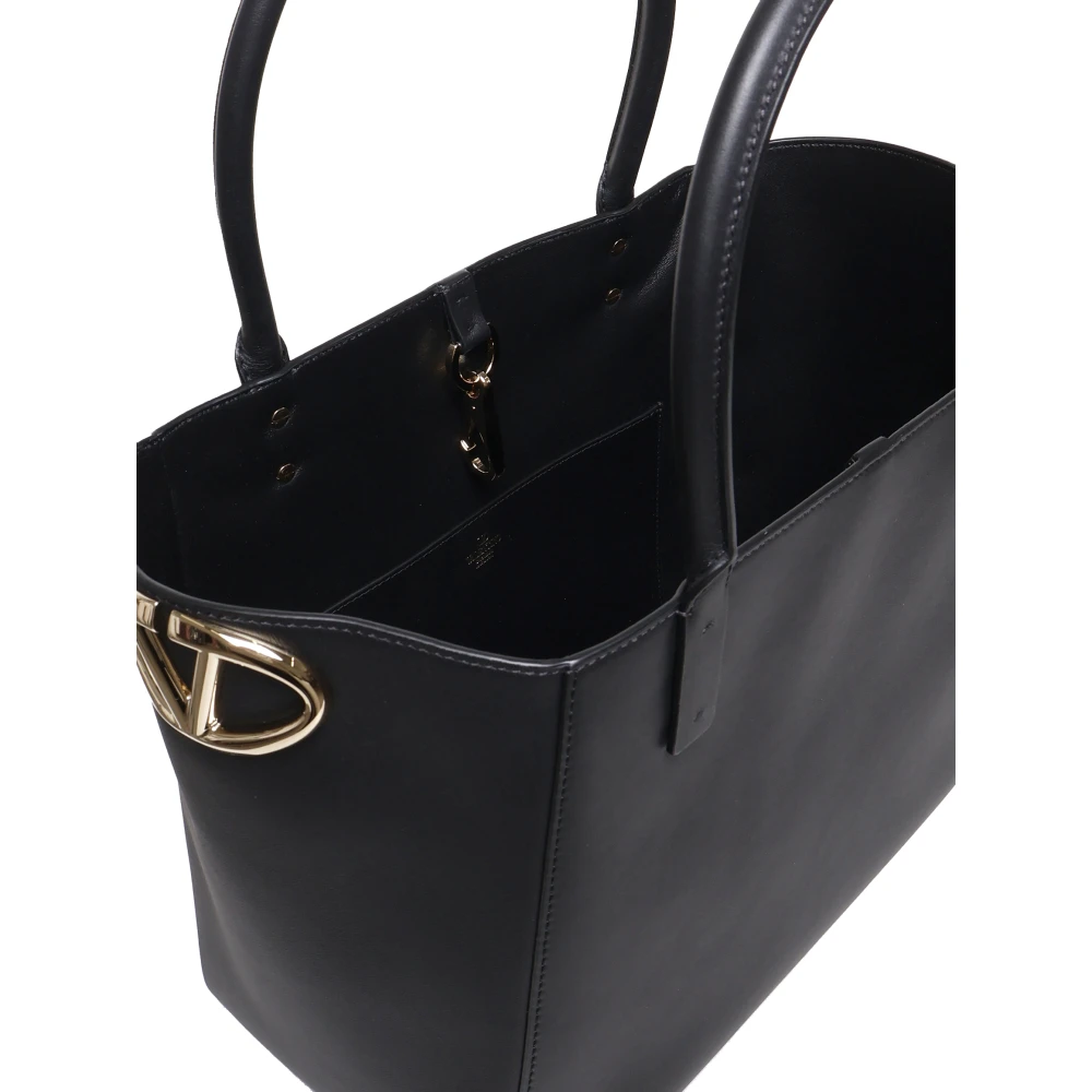 Valentino Garavani Zwarte leren tote tas met VLogo Black Dames