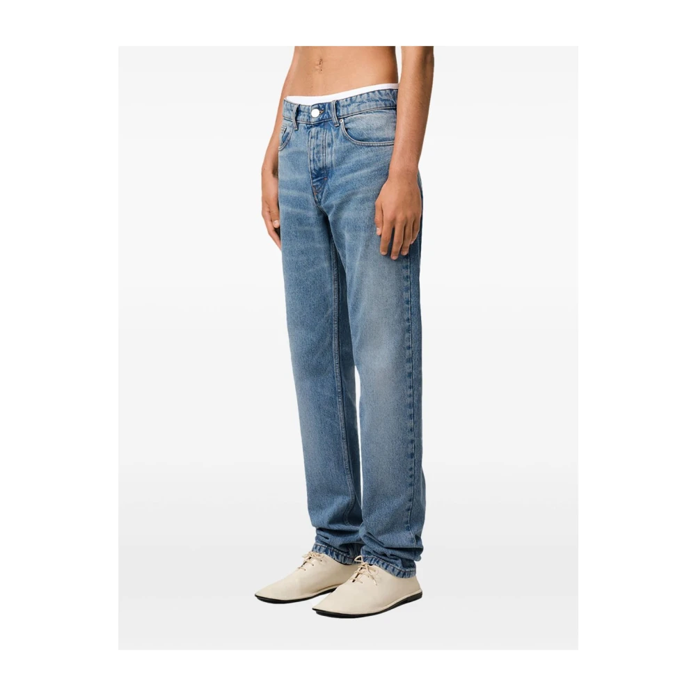 Ami Paris Blauwe Gebruikte Straight-Fit Denim Jeans Blue Heren