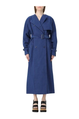 Blå Trenchcoat Elegant Tidlös Stil