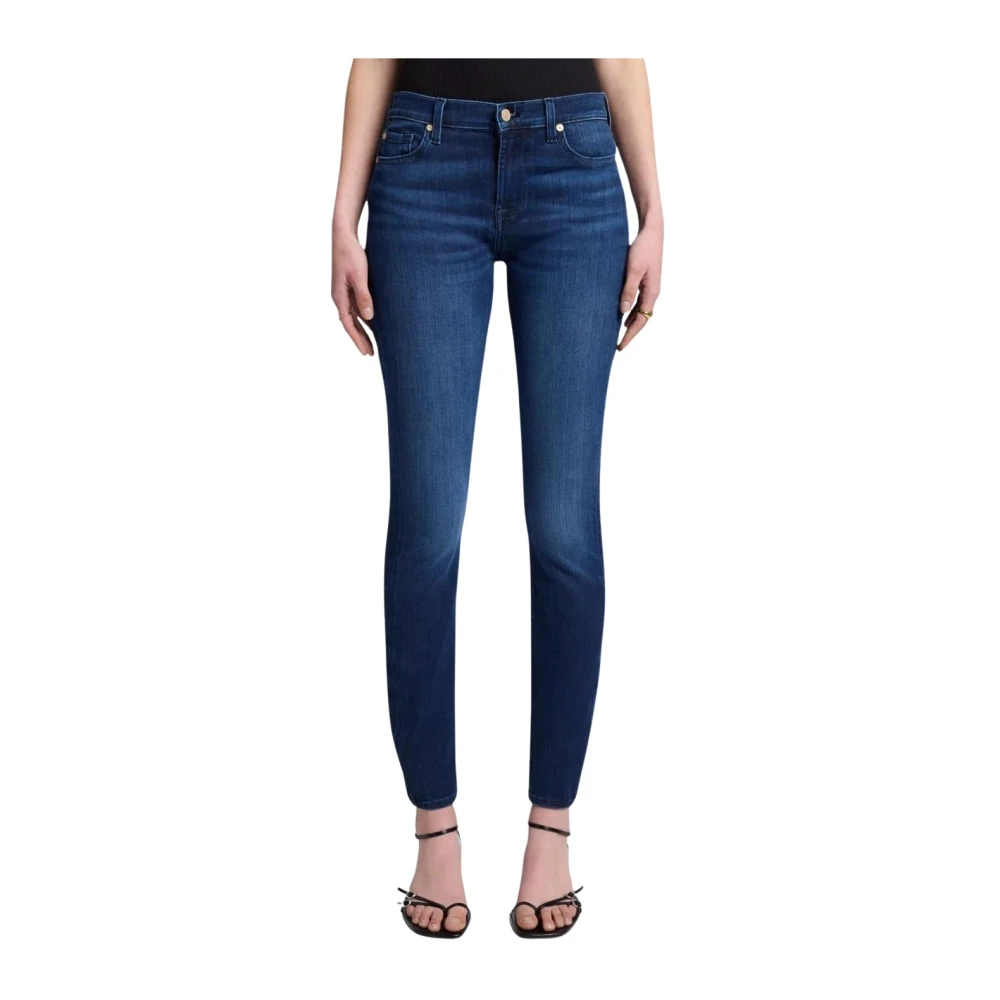 7 For All Mankind Donkere Skinny Jeans met versierde squiggle Blue Dames