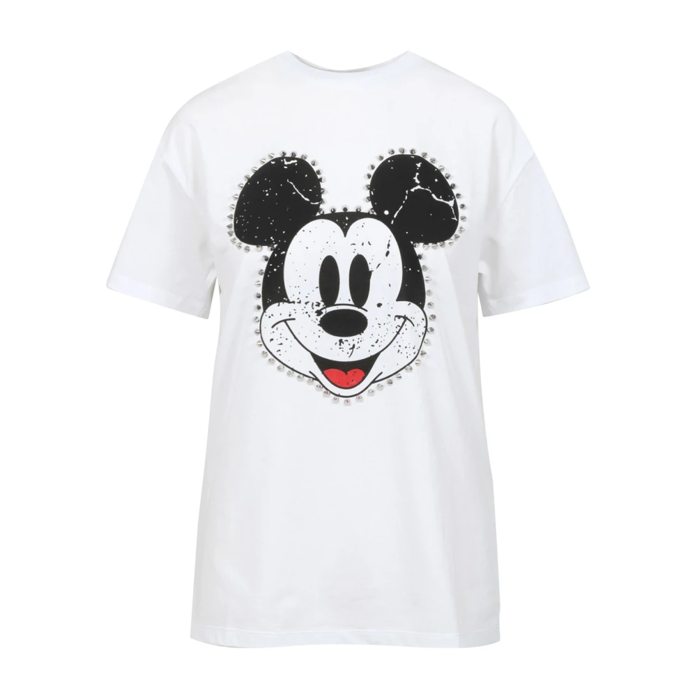 Aniye By Mickey Crew-Neck T-shirt met studs White Dames