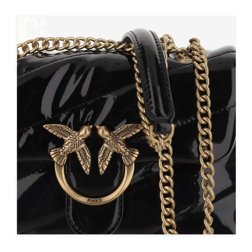 pinko Gewatteerde Love Birds Schoudertas Zwart Black Dames