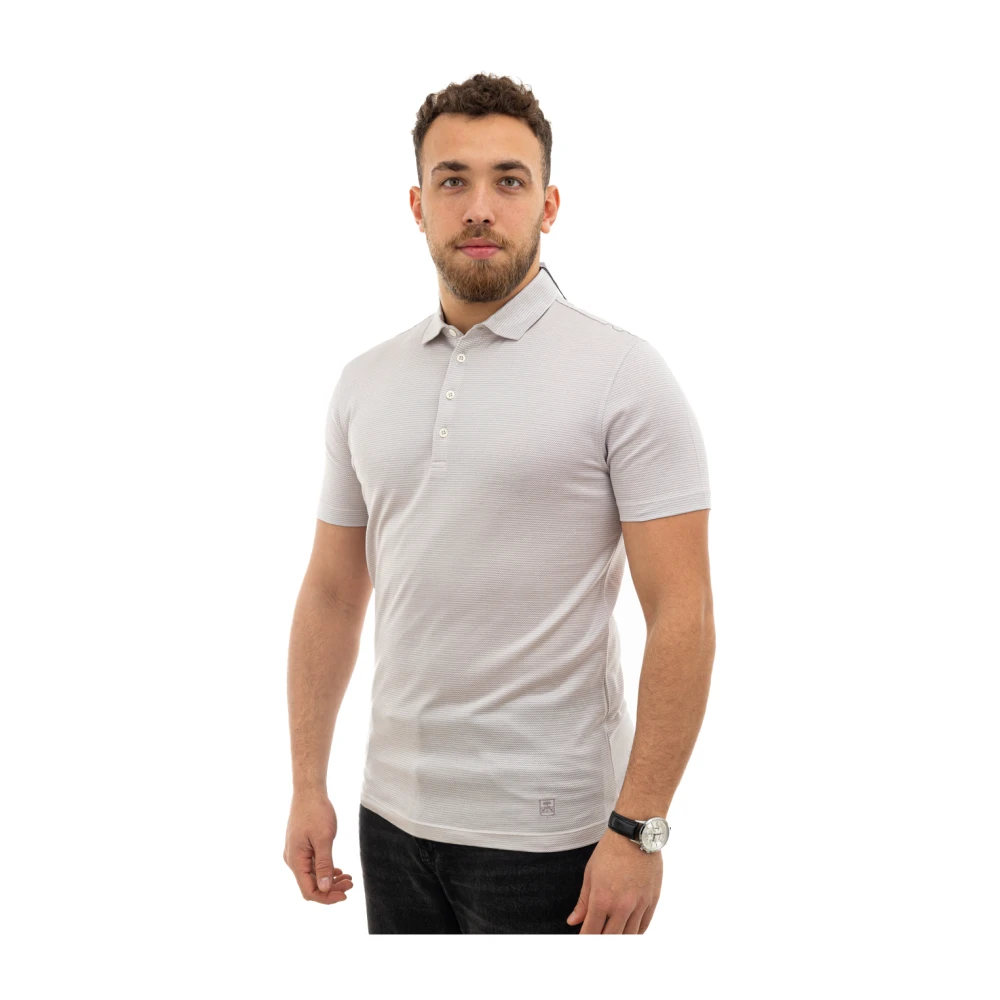 Corneliani Polo met korte mouwen en slim fit Beige Heren