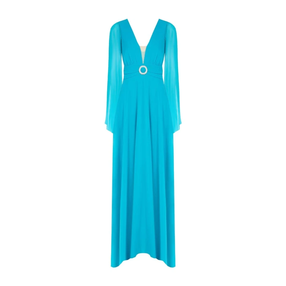 RINASCIMENTO Effen jurk met taille detail Blue Dames