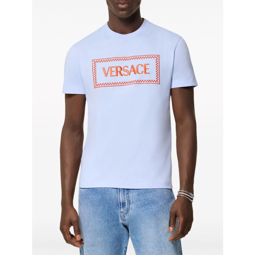 Versace Heldere Blauwe T-Shirts & Polos Blue Heren