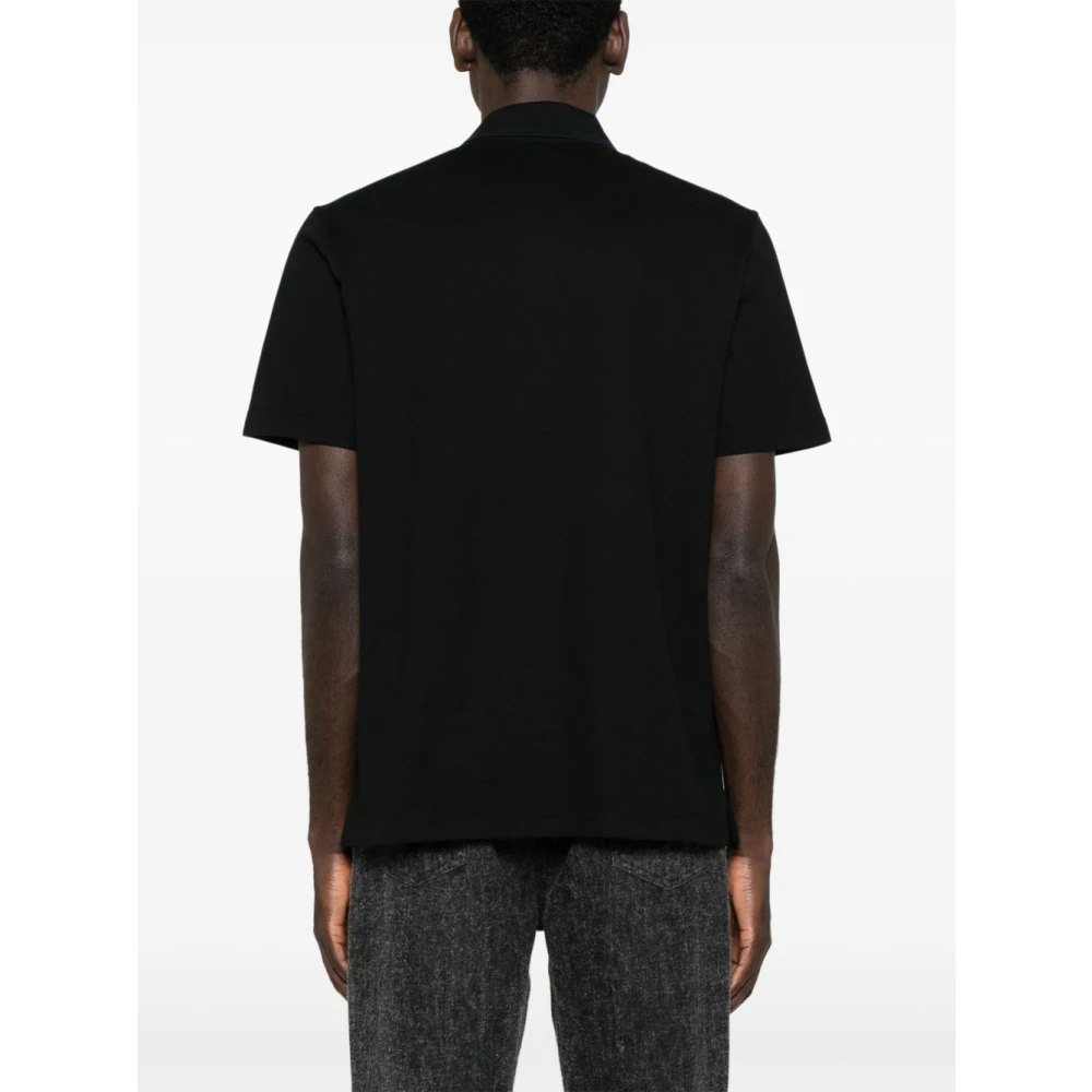 Brioni Zwarte knoopsluiting revers korte mouw polo Black Heren