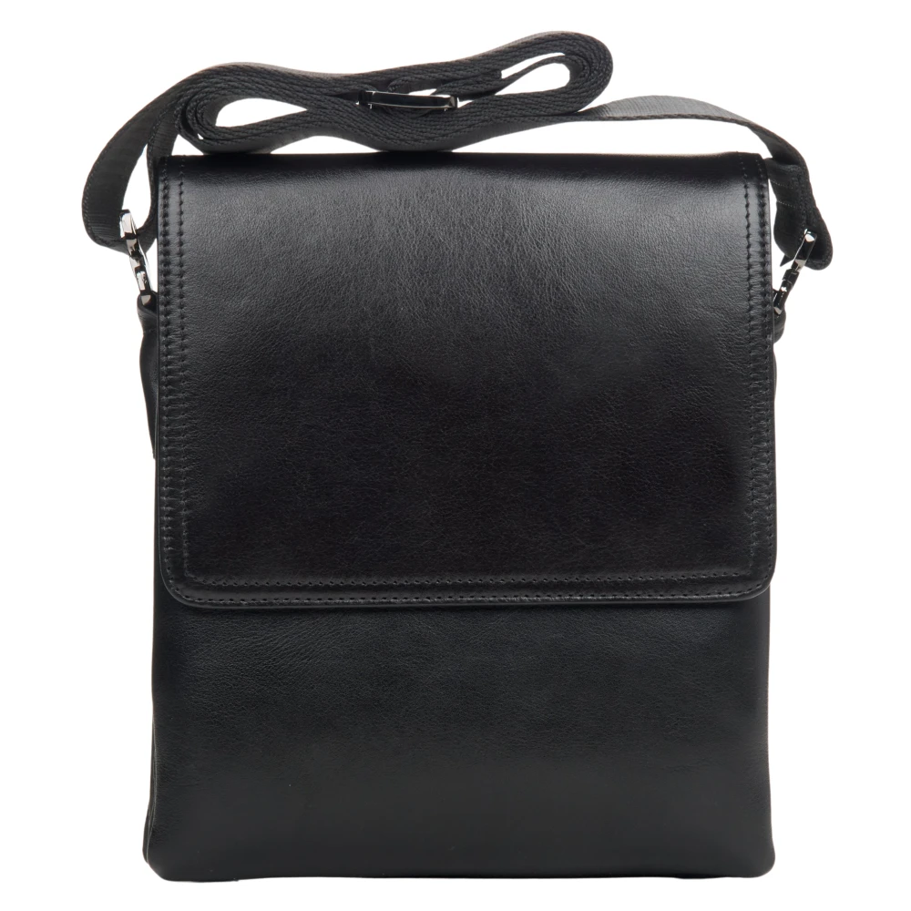 Estro Heren Kleine Zwarte Messenger Schouder Tas gemaakt van Echt Leer Er00114152 Black Heren