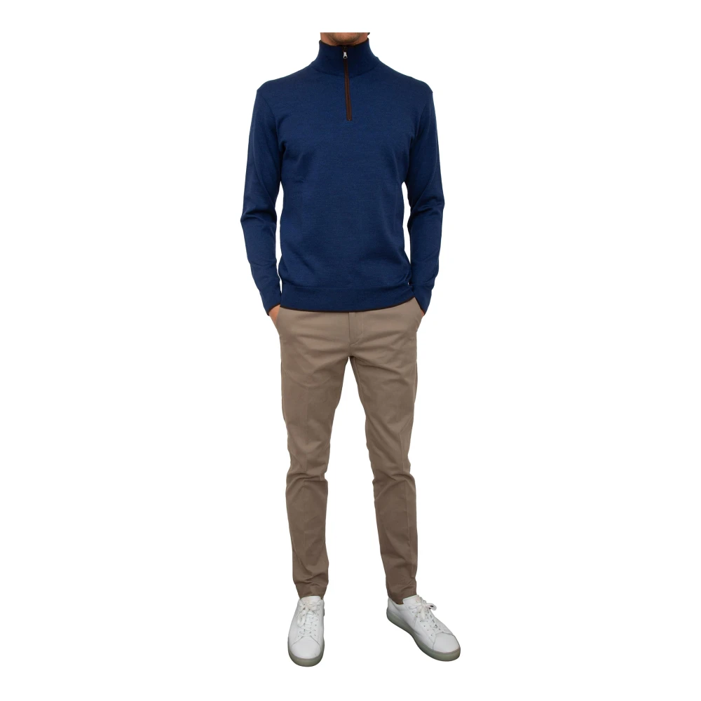 PAUL & SHARK Blauwe Wol Zip-Up Sweater Blue Heren