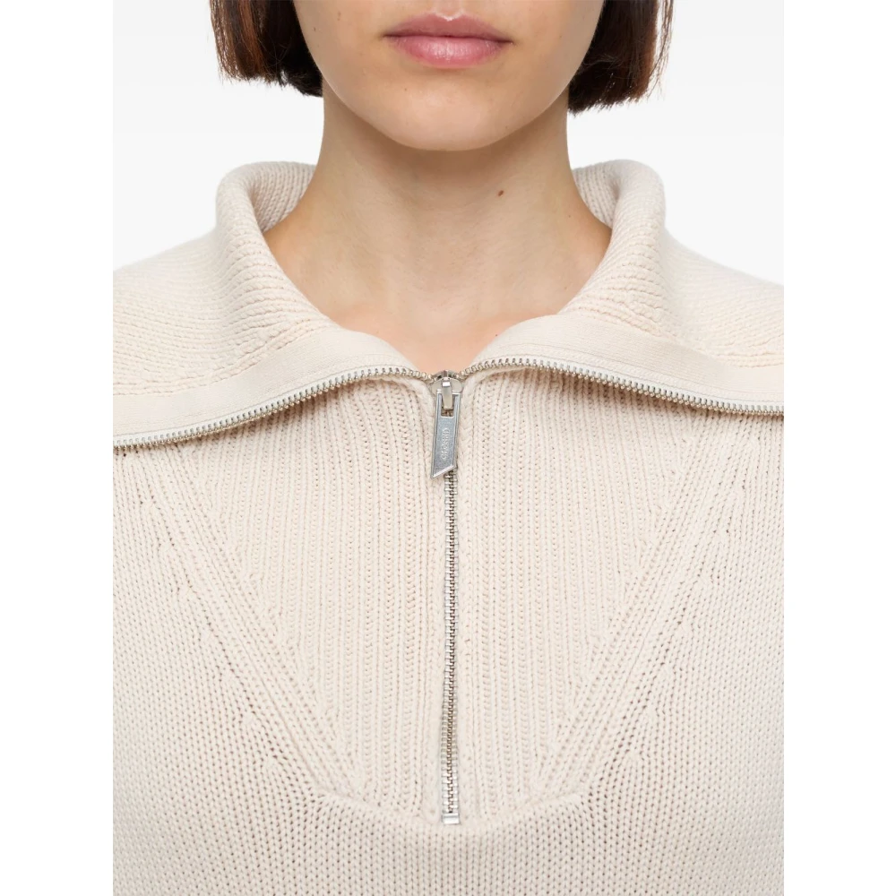 closed Beige Half Zip Trui Beige Dames