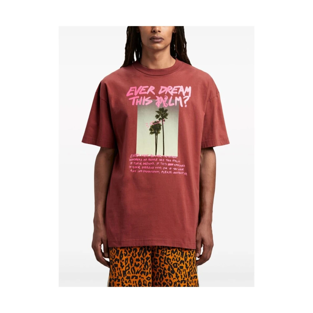Palm Angels T-shirt met Grafische Print en Ronde Hals Red Heren