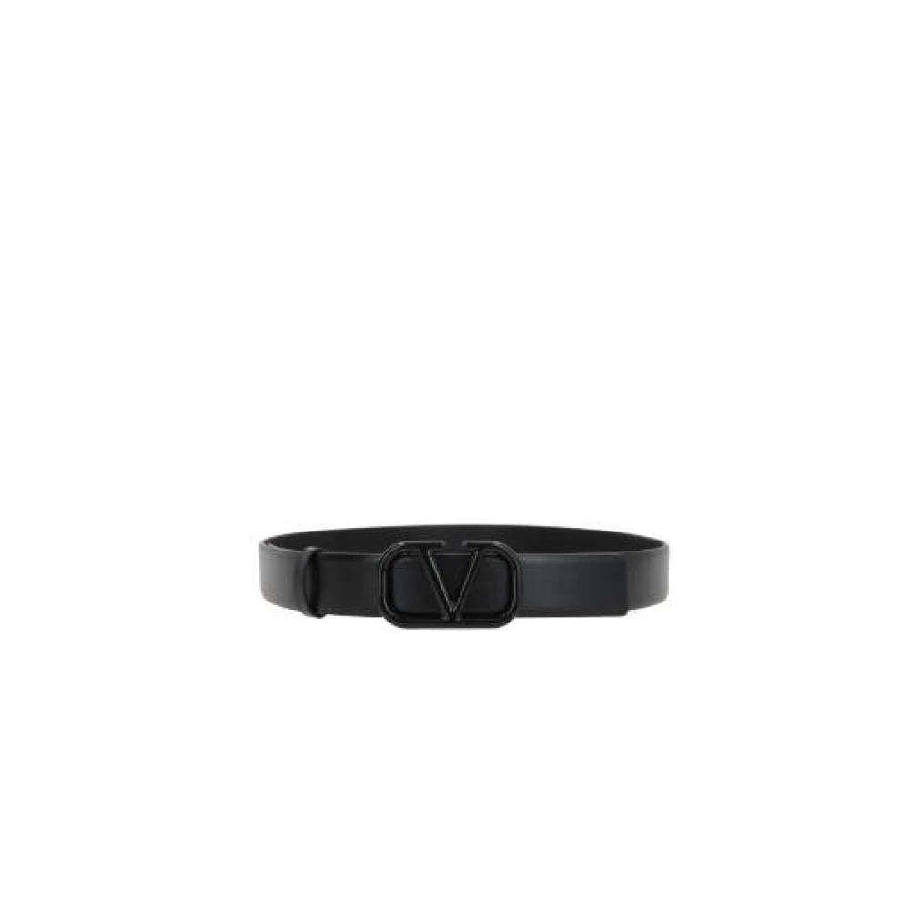 Valentino Garavani Zwarte leren VLogo riem voor vrouwen Black Dames