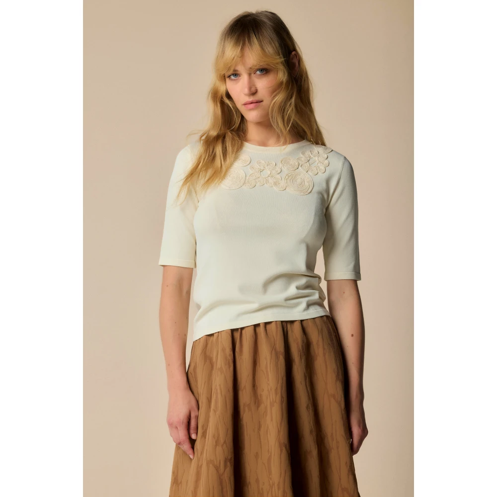 Kocca Stijlvolle Ronde Hals Trui White Dames