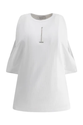 Vit Ribbad Tanktopp Kedjestängning