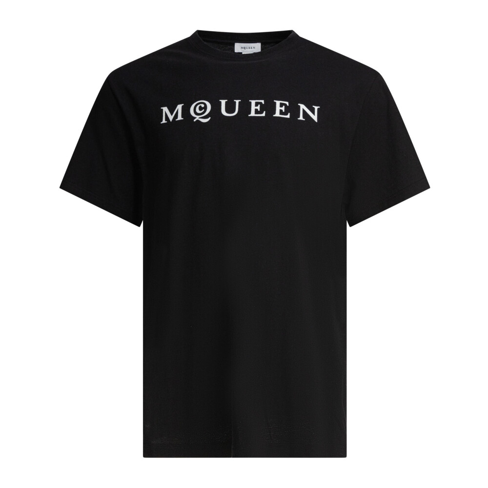 ★alexander mcqueen★ Cutout Detail Short Sleeve T-Shirt Bla Alexander McQueen Small Monster Eye Printing Cotton Short
