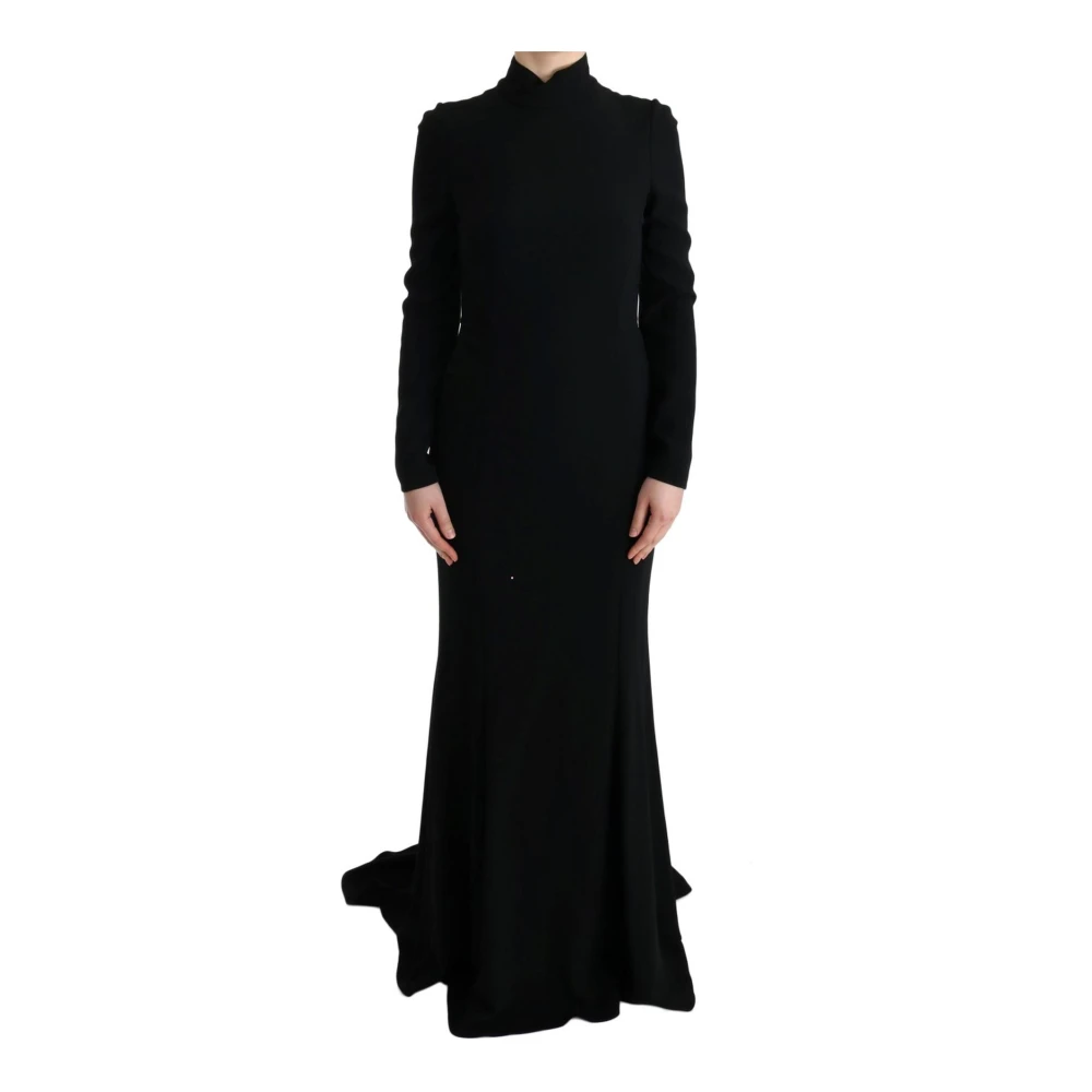 Dolce & Gabbana Zwarte Lange Mouw Sheath Gown Black Dames