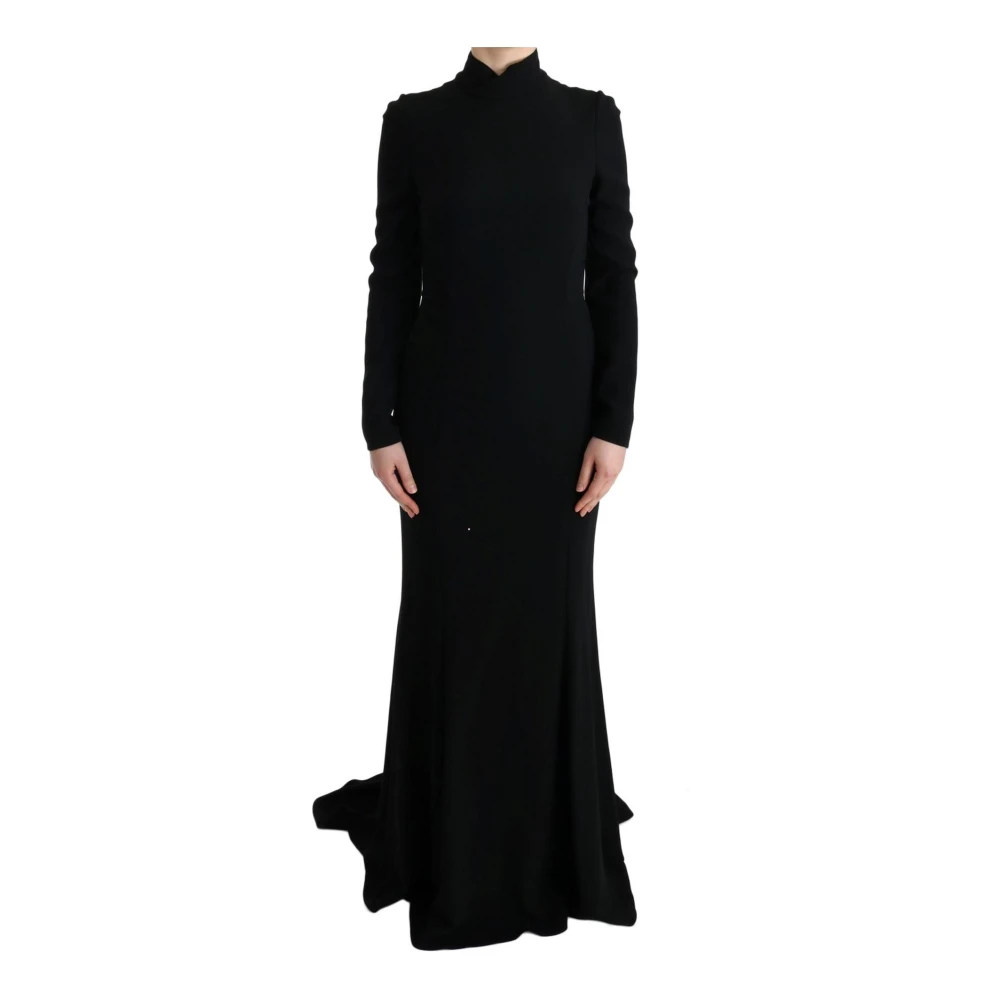 Dolce & Gabbana Elegante Zwarte Jurk Tot Op De Grond Black Dames