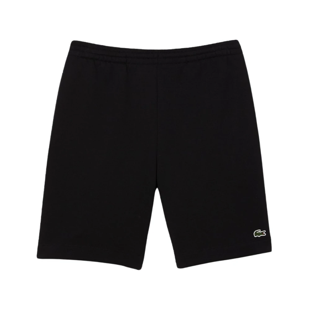 Lacoste Men's Black Cotton Sweat Shorts Crocodile Embroidered - Casual Shorts - Xl - Shorts
