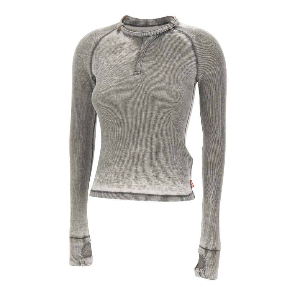 Diesel Women's Gray Round-Neck Knitwear, S, T-Ecla Jumper
