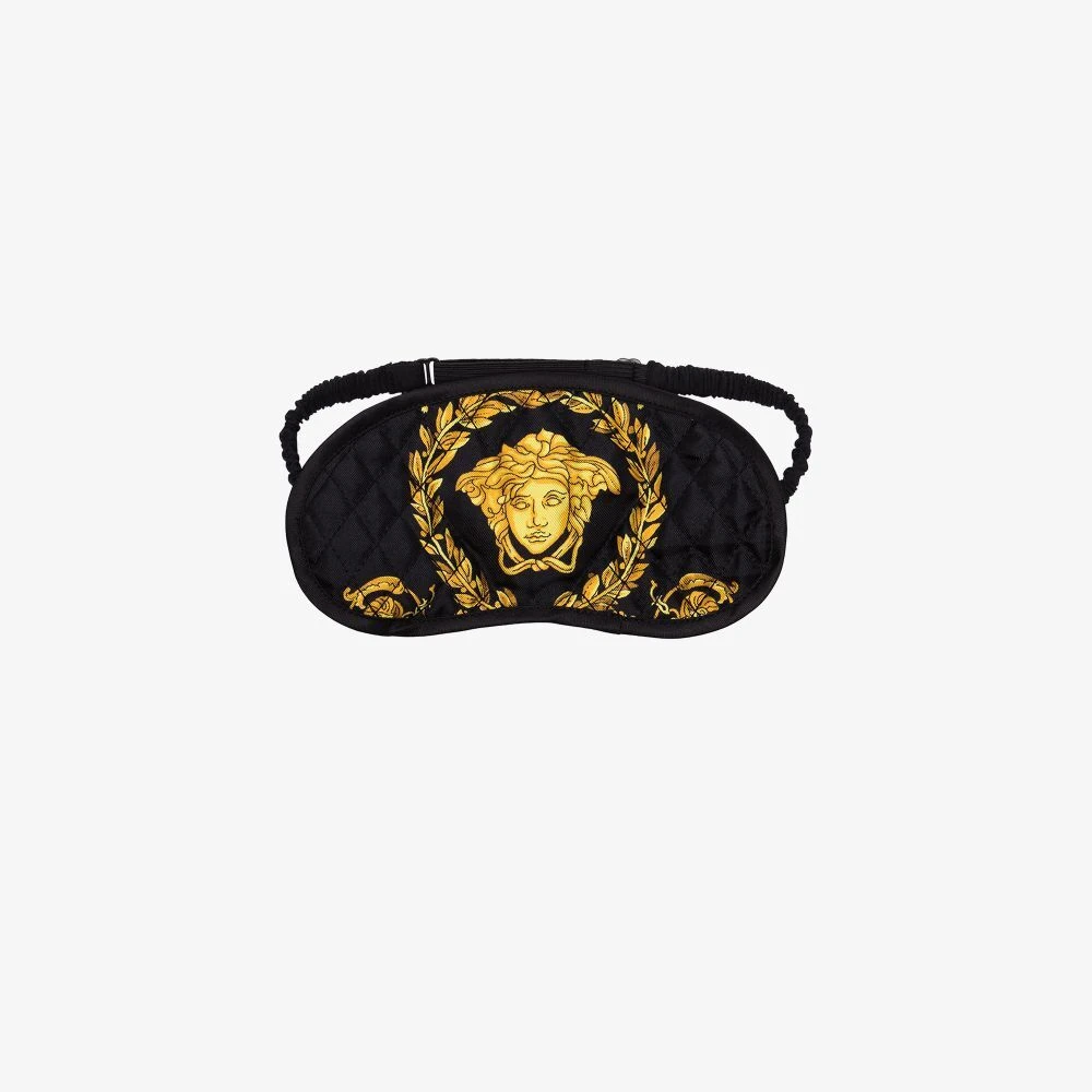 Versace Bedrukte zijden oogmasker Black Dames