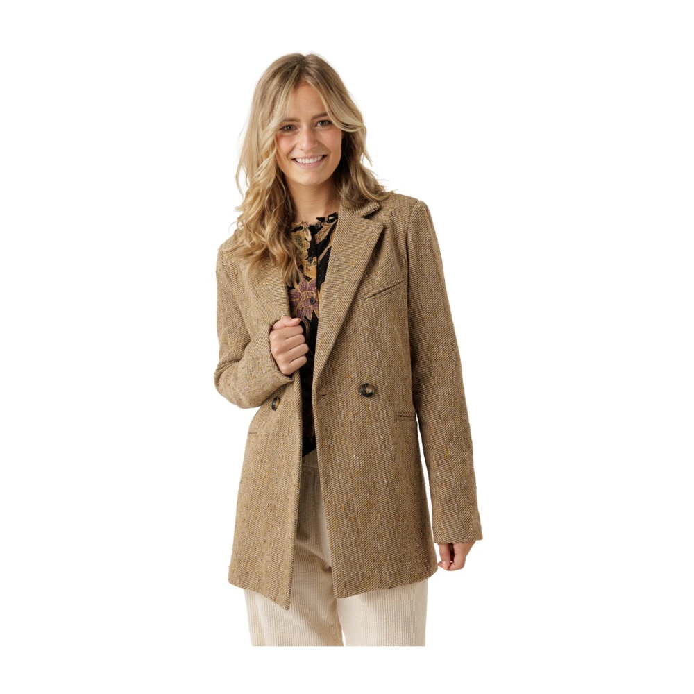 Maison Hotel Oversized Blazer met Zakken en Enkele Knoopsluiting Bruin Dames