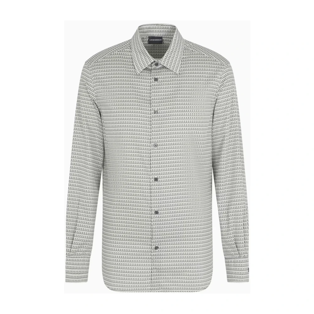 Emporio Armani Wit T-shirt met All-Over Print White Heren