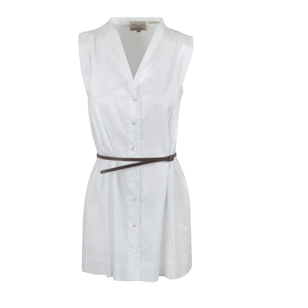 Alessia Santi Poplin Mouwloze Blouse met Afneembare Riem White Dames