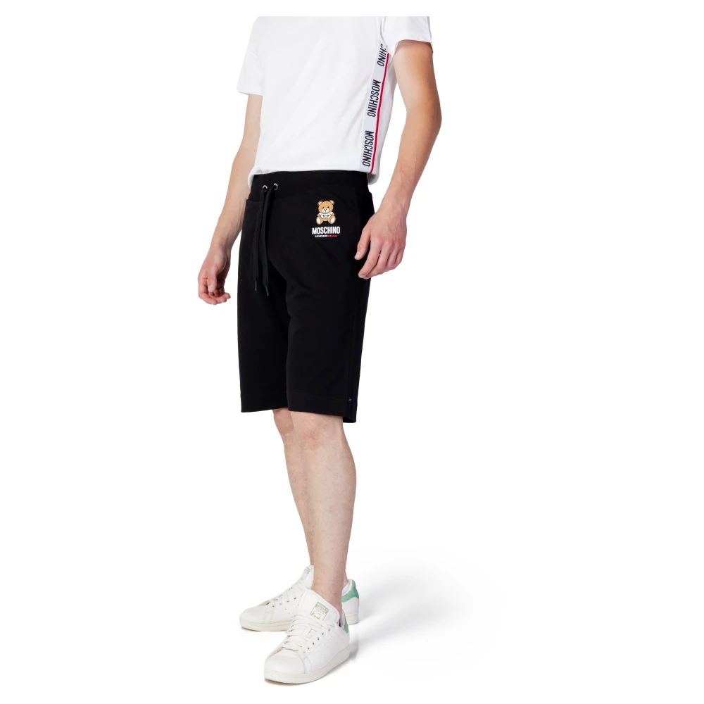 Moschino Effen Logo Print Bermuda Shorts Black Heren