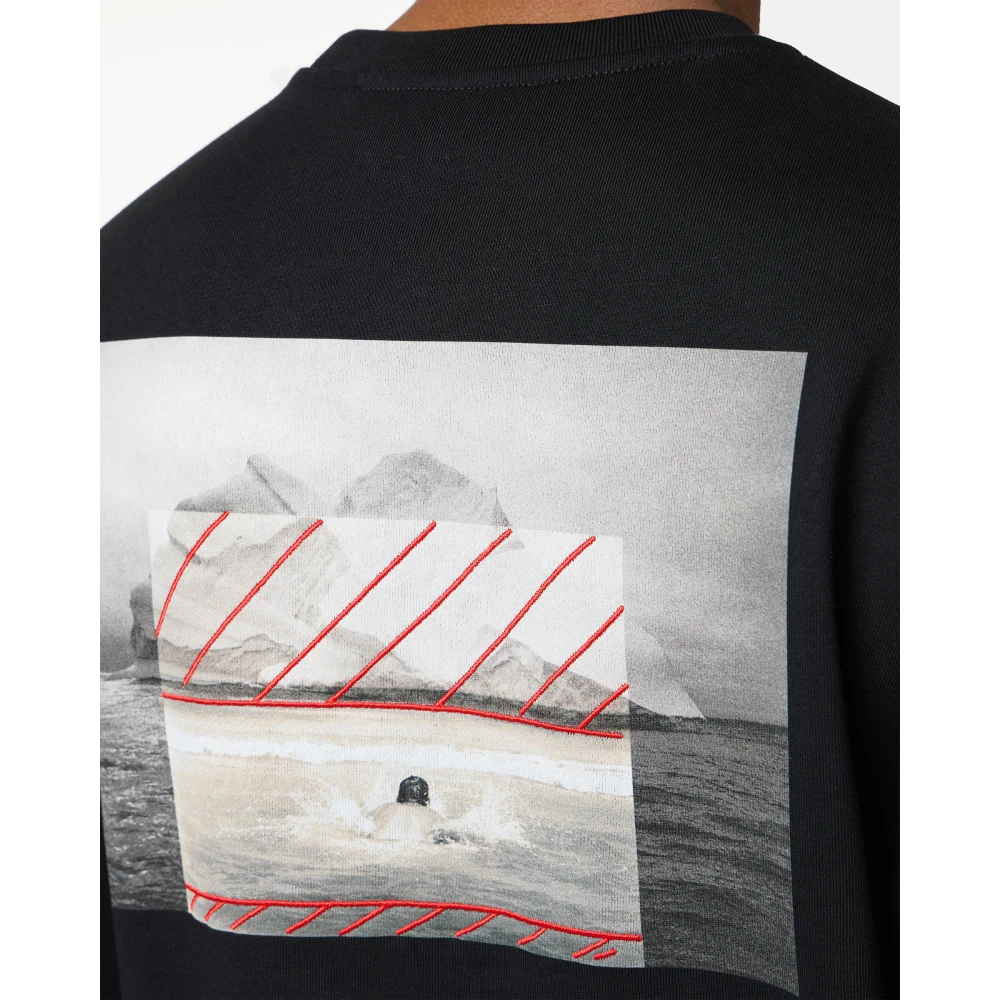 Iceberg Regular fit zwart crew neck sweatshirt van katoen fleece Black Heren