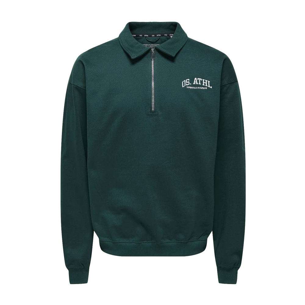 Only & Sons Athletic Rugby Sweatshirt in Ponderosa Pine Green Heren