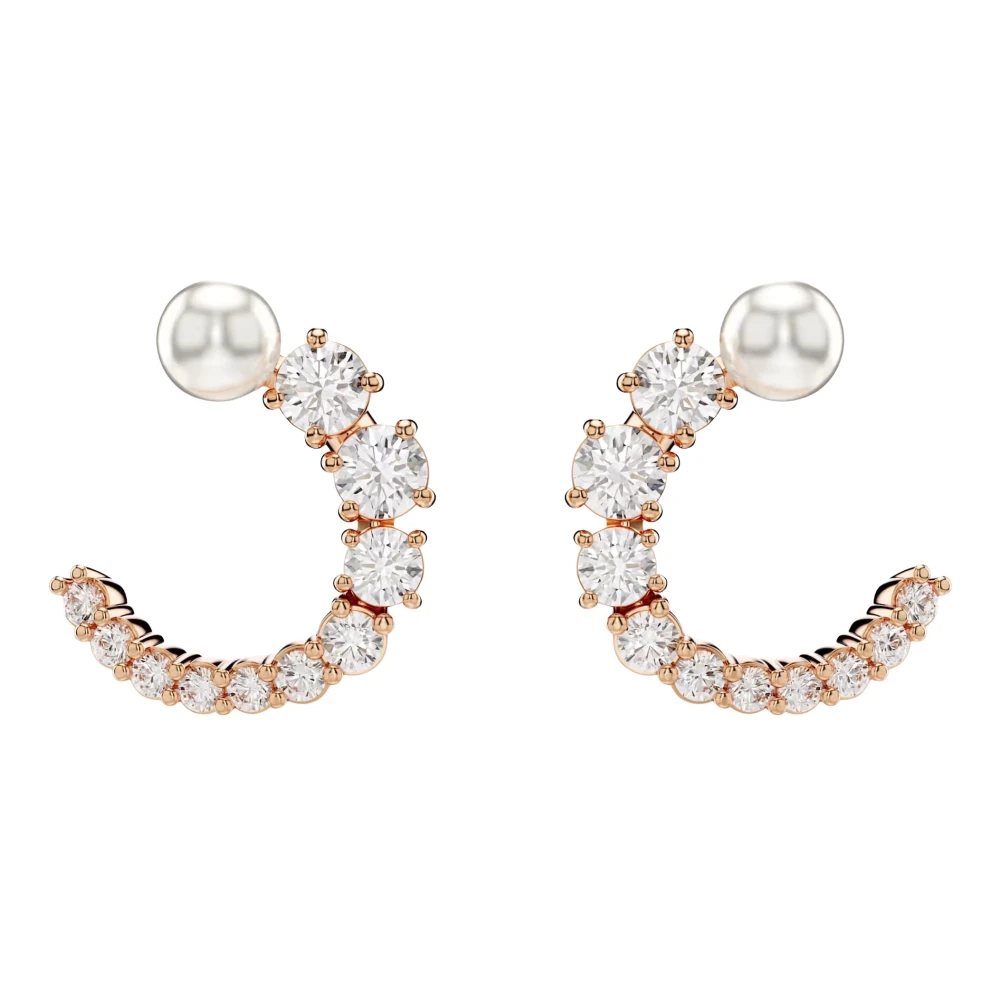 Swarovski Earrings, Female, One Size, Women's Hoop Earrings White Matrix 5692264 Pink
