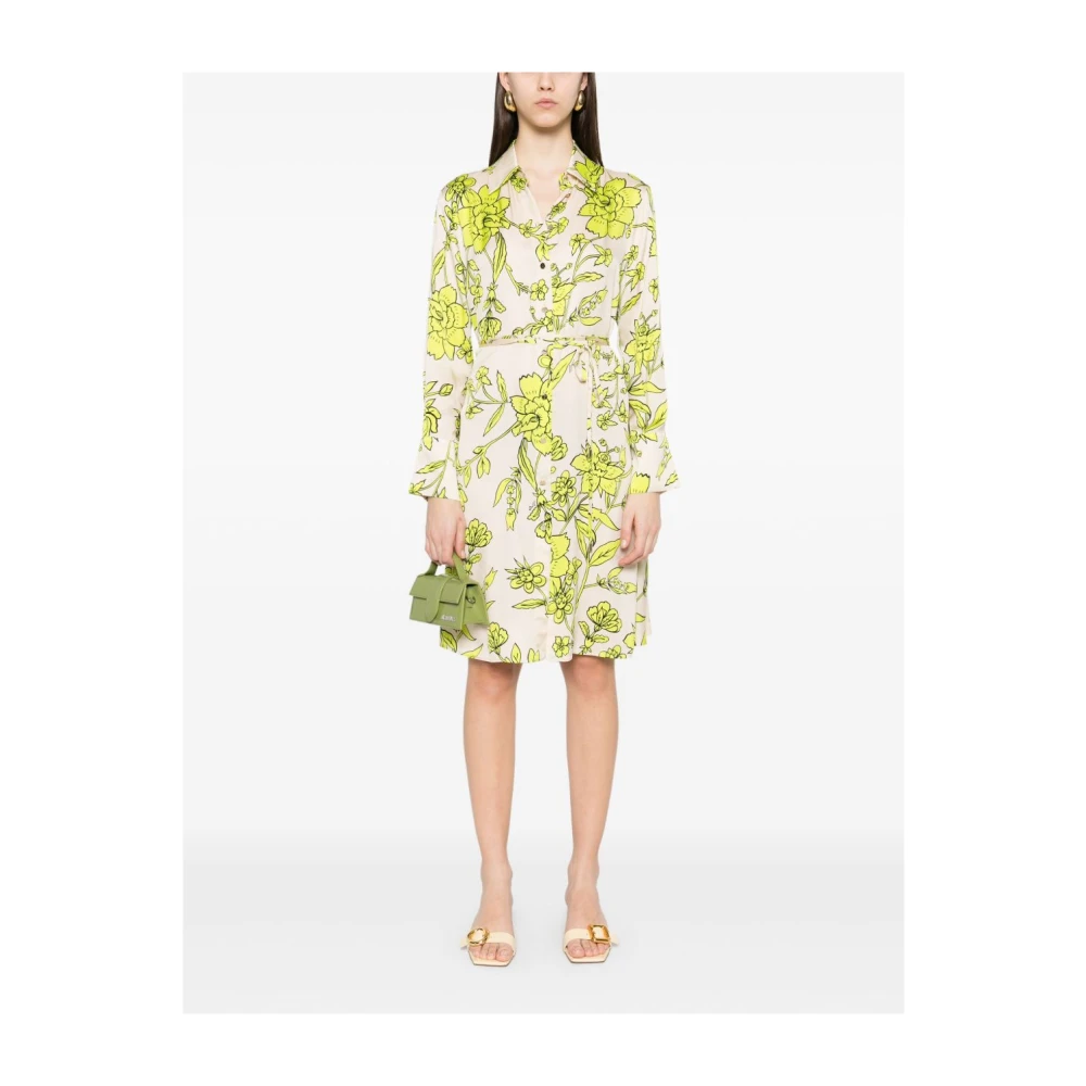 Liu Jo Beige Jurk met Voorknoop en Riem Multicolor Dames