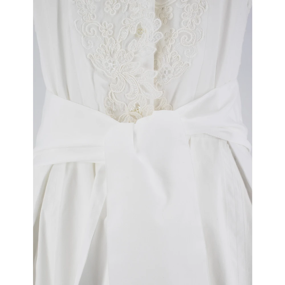 Ermanno Scervino Katoen Kant Chemisier Jurk White Dames
